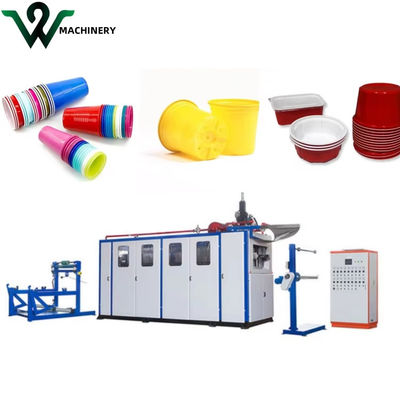 11KW Điện lực sưởi ấm Máy làm nồi hoa nhựa hoàn toàn tự động để sản xuất hộp cốc và bánh nhựa